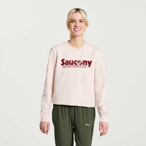 Saucony Rested Crewneck Pembe | QELIJX869