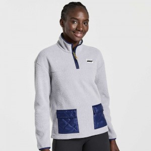 Saucony Rested Sherpa 1/4 Zip Açık Gri | DELOTI607