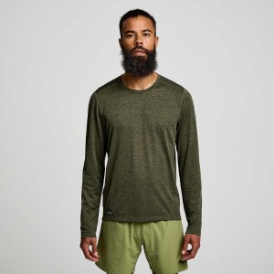 Saucony Stopwatch Graphic Long Sleeve Umbra Heather Graphic | SRPOBE824