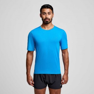 Saucony Stopwatch Short Sleeve Koyu Mavi | JHGTUB475