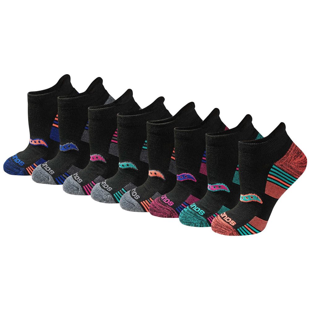 Saucony Glory Performance No Show Tab 8-Pack Socks Siyah | QKWOUC038