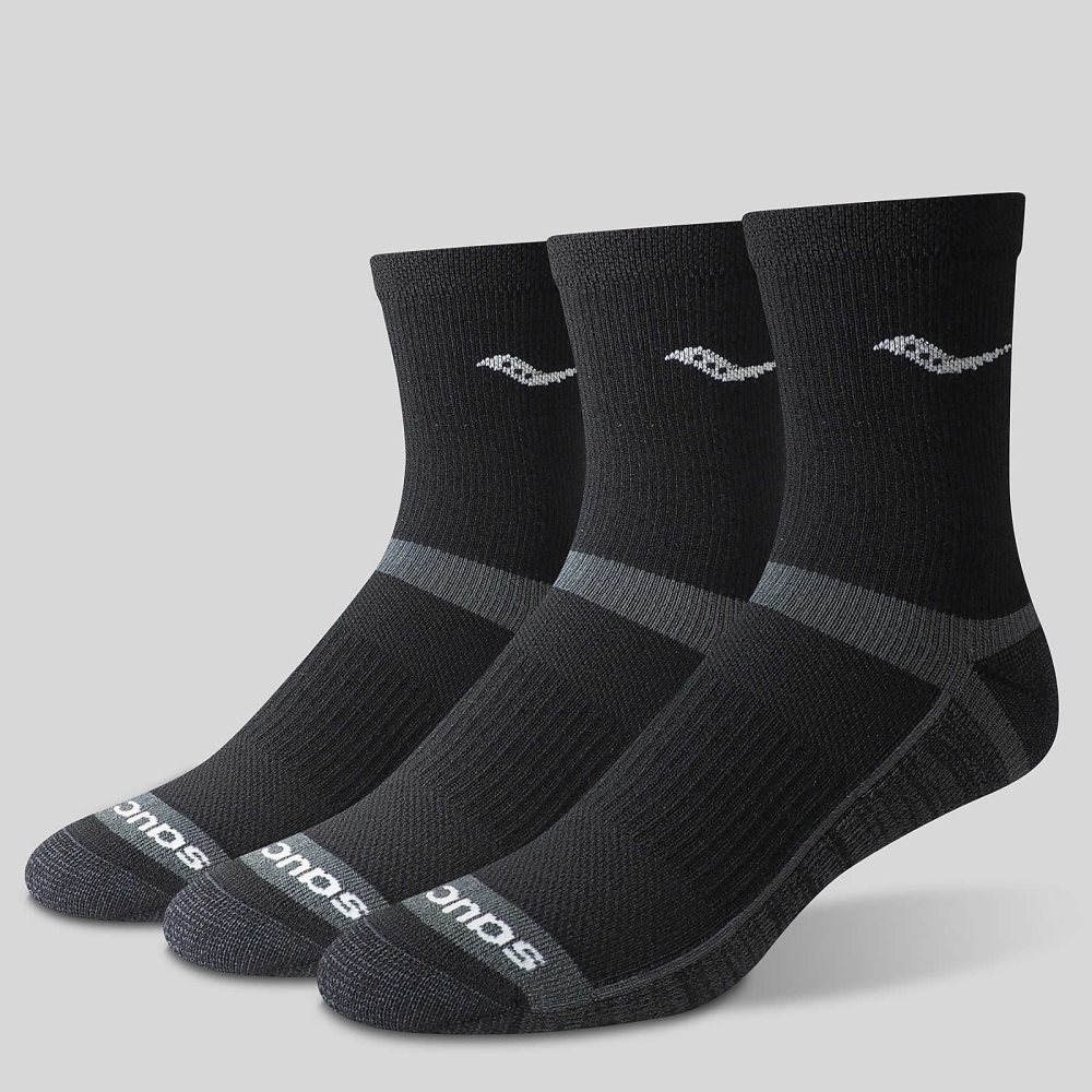 Saucony Inferno Cushion Mid 3-Pack Sock Siyah | AYEPMC674