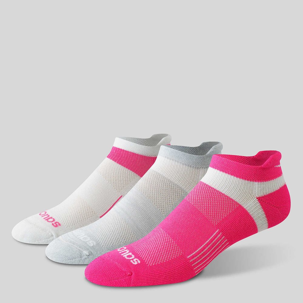 Saucony Inferno Cushioned No Show Tab 3-Pack Socks Pembe | EYGJUL027