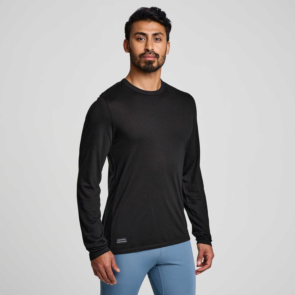 Saucony Peregrine Merino Long Sleeve Siyah | RJHWYZ134