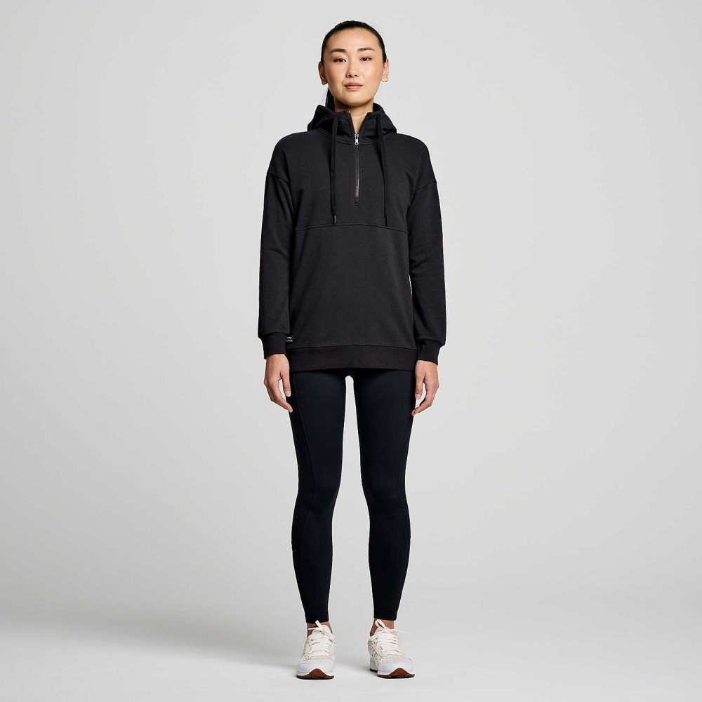 Saucony Recovery Zip Tunic Siyah | AZFWJR498