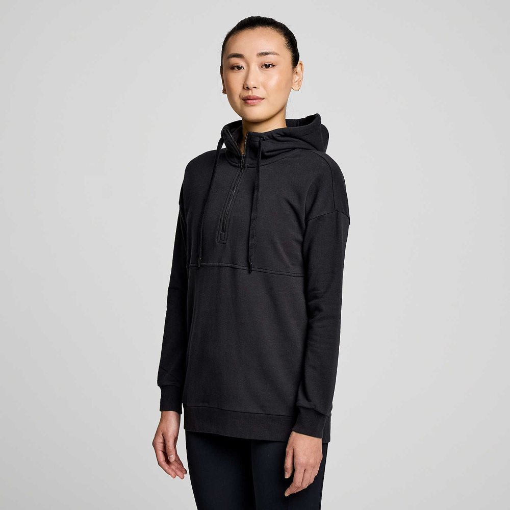 Saucony Recovery Zip Tunic Siyah | AZFWJR498