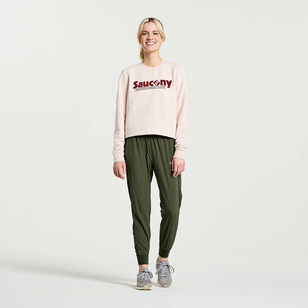 Saucony Rested Crewneck Pembe | QELIJX869