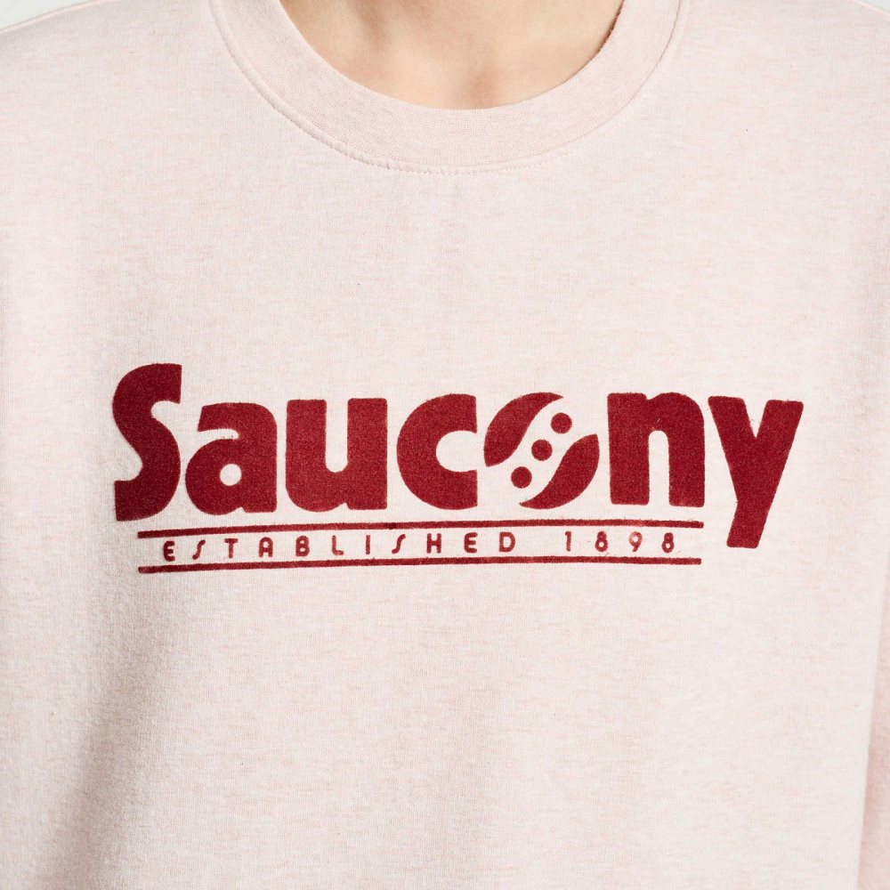 Saucony Rested Crewneck Pembe | QELIJX869