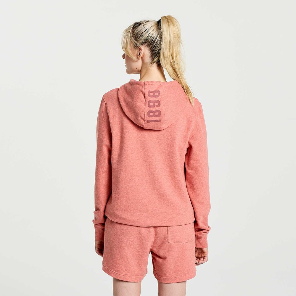 Saucony Rested Hoodie Soot Heather Graphic | DTEXIK326