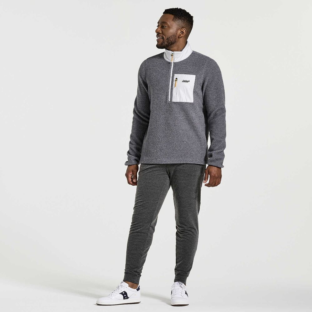 Saucony Rested Sherpa 1/4 Zip Siyah | XSEQUL349