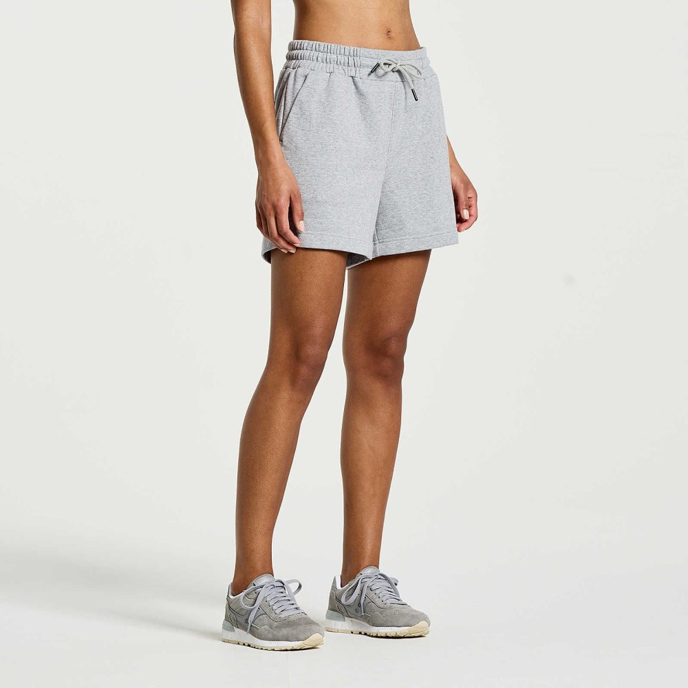 Saucony Rested Sweat Short Açık Gri | UWSOMA403