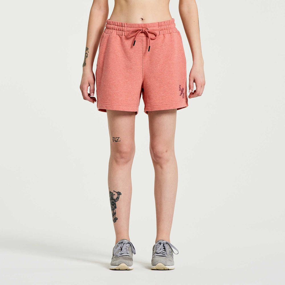 Saucony Rested Sweat Short Soot Heather Graphic | ZDIQAU134