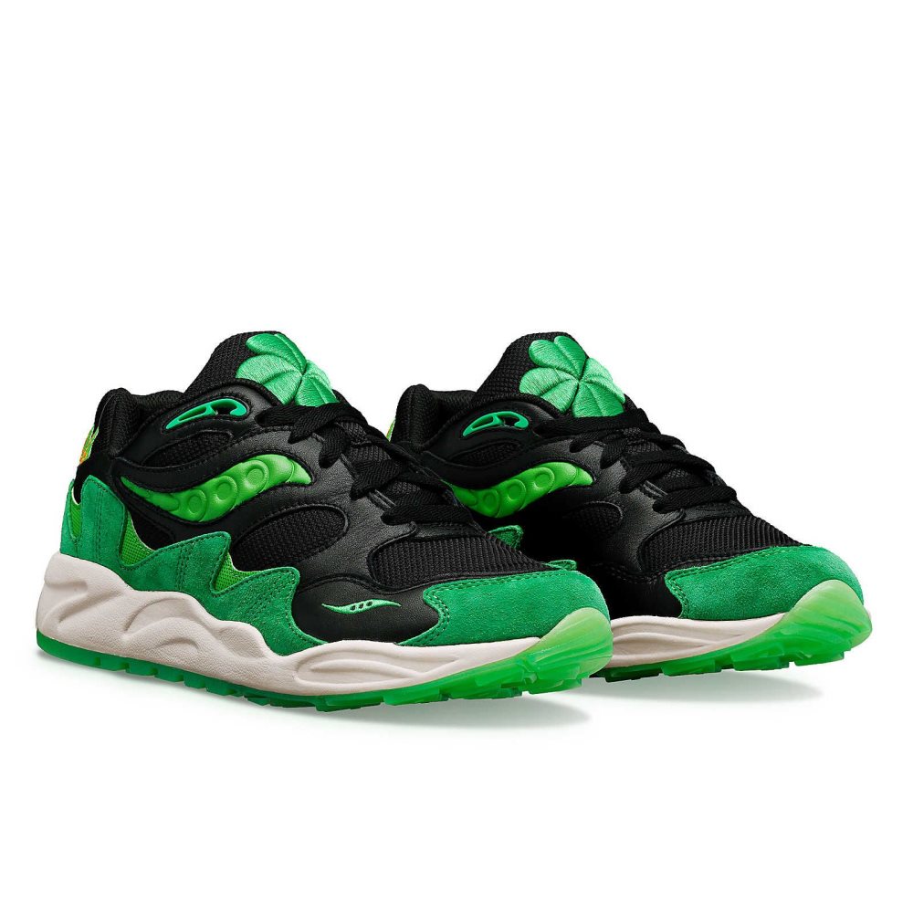 Saucony Shamrock Grid Shadow 2 Siyah Yeşil | ZCATXJ378