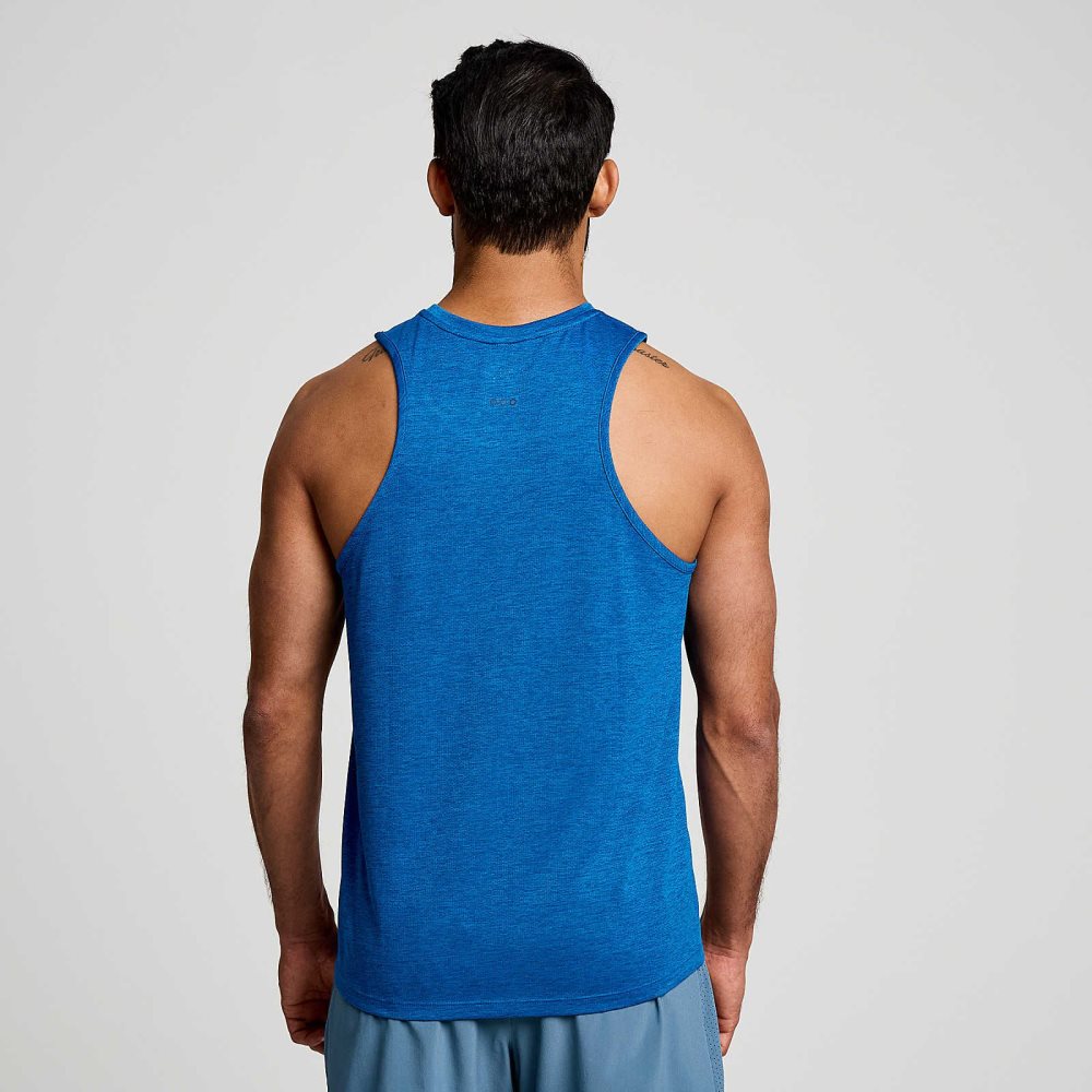 Saucony Stopwatch Singlet Superblue Heather | HXLSRK895