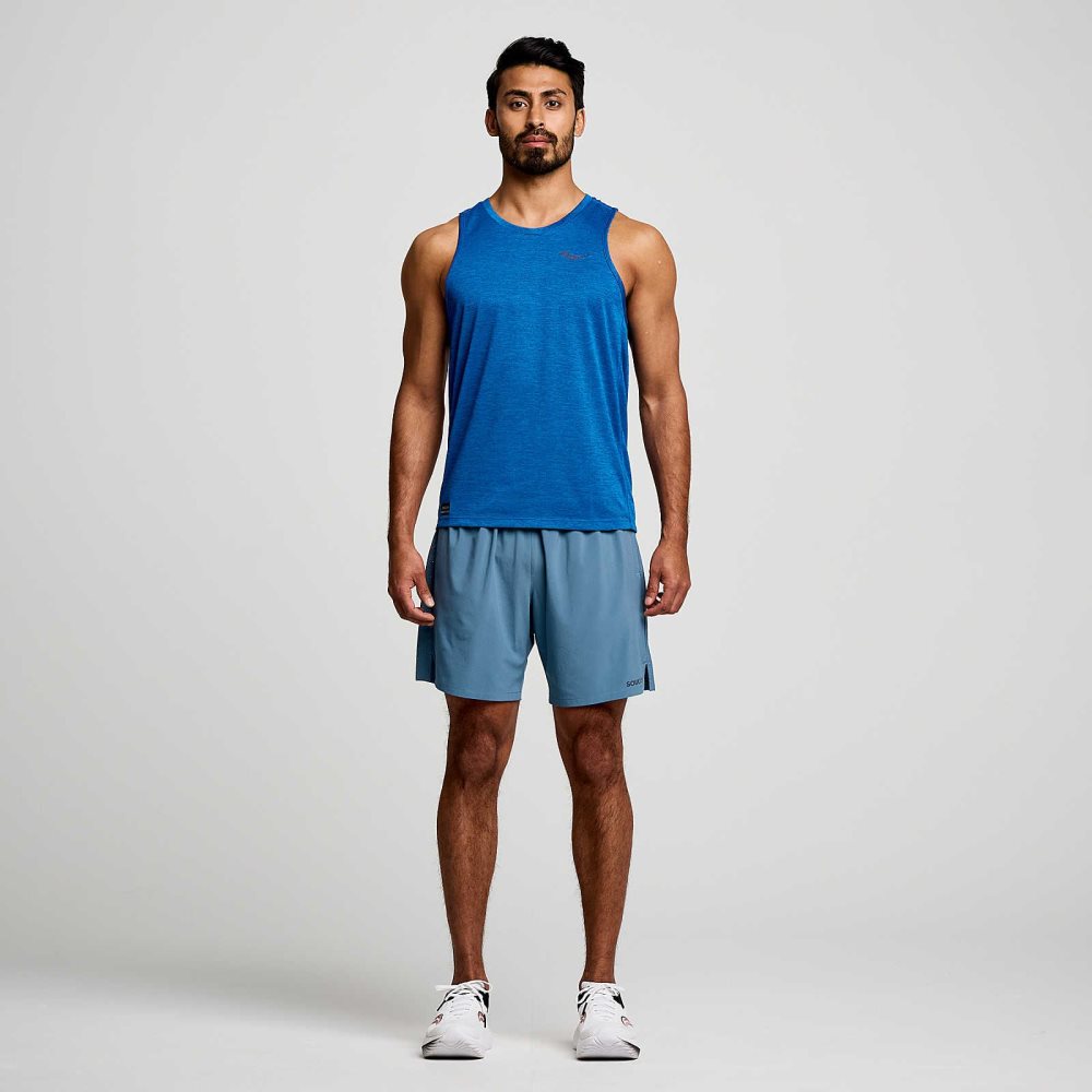 Saucony Stopwatch Singlet Superblue Heather | HXLSRK895