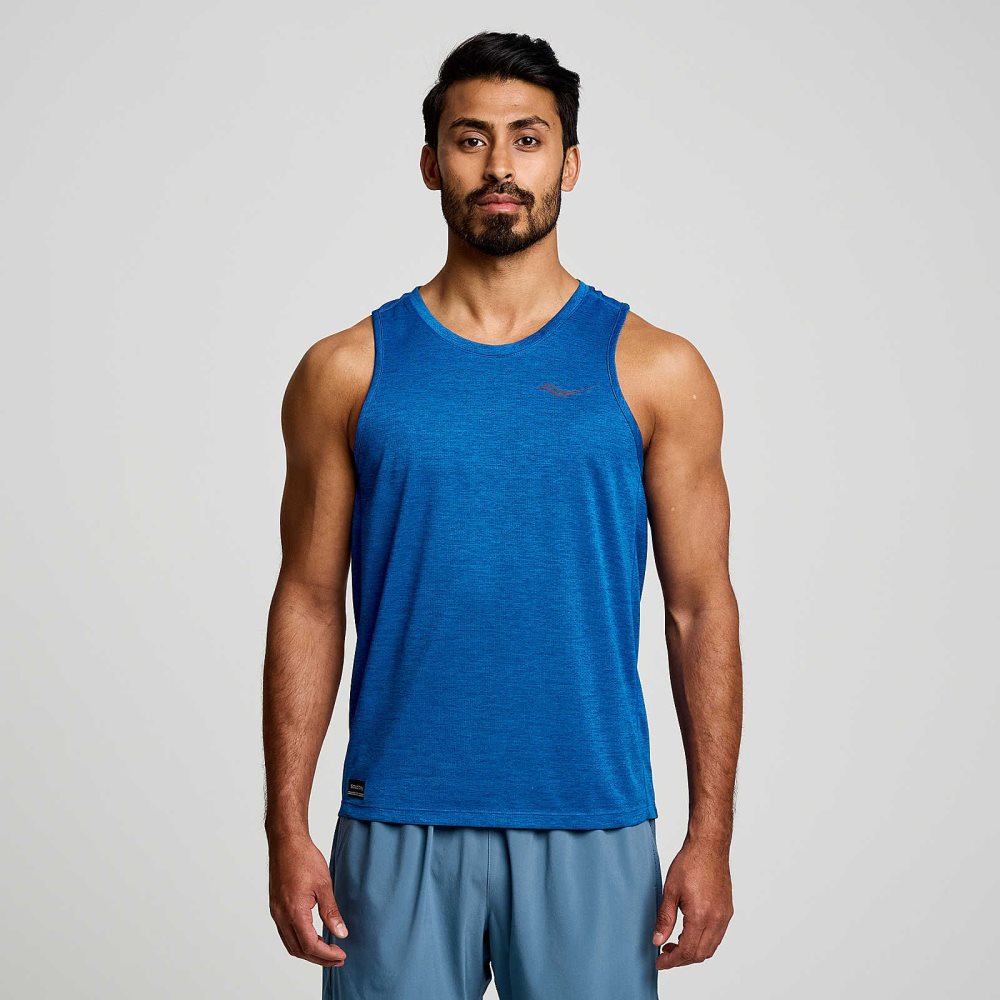 Saucony Stopwatch Singlet Superblue Heather | HXLSRK895