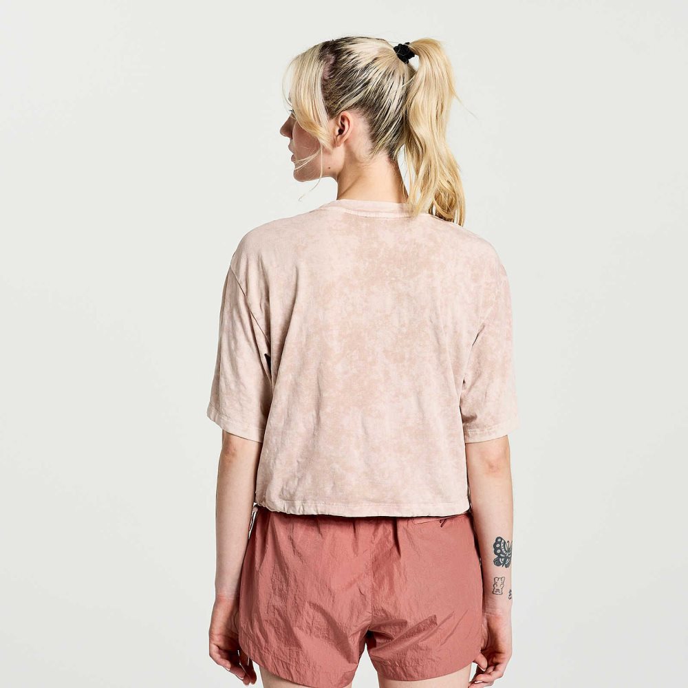 Saucony Unwind Crop Short Sleeve Pembe | HLVITJ709