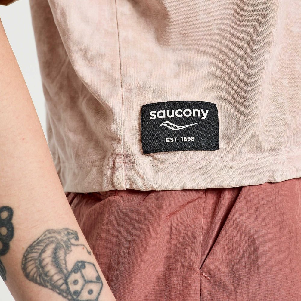 Saucony Unwind Crop Short Sleeve Pembe | HLVITJ709